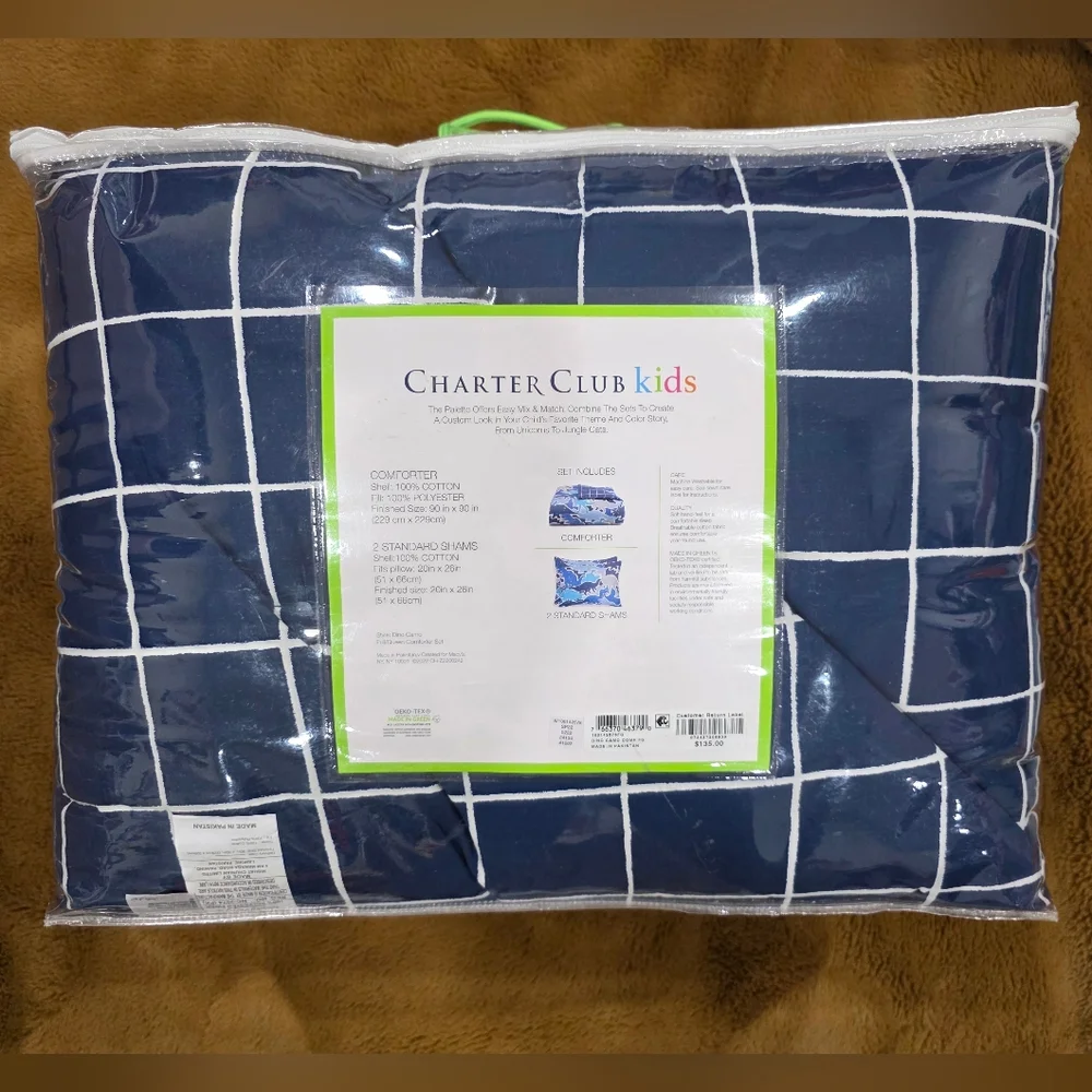 🆕️ 🦕 4pcs Charter Club Kids, full/queen, Blue Dinosaur Comforter Set